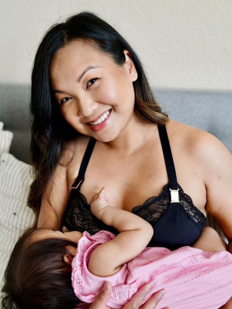 BUSTY Ella Maternity, Nursing & Pumping Bralette (Convertible Straps) BRA DAVIN&ADLEY S Busty BLACK/ROSE GOLD 