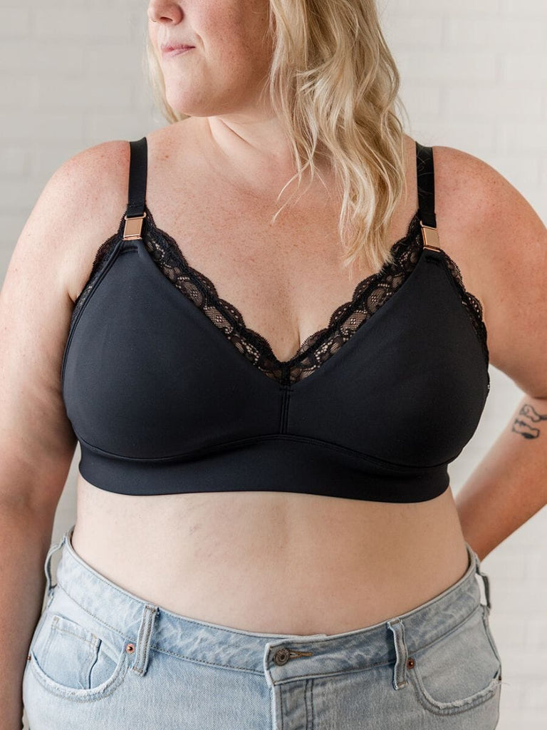 Ella Maternity, Nursing & Pumping Bralette (Convertible Straps) BRA DAVIN&ADLEY 1X BLACK/ROSE GOLD 