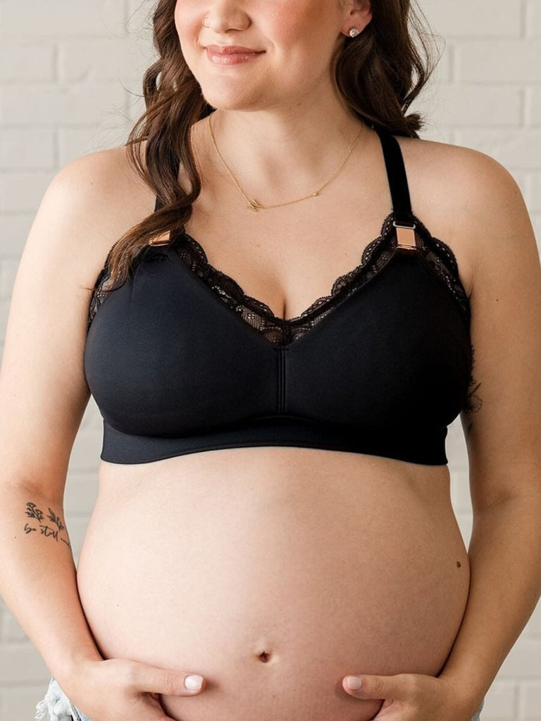 Ella Maternity, Nursing & Pumping Bralette (Convertible Straps) BRA DAVIN&ADLEY S Busty BLACK/ROSE GOLD 