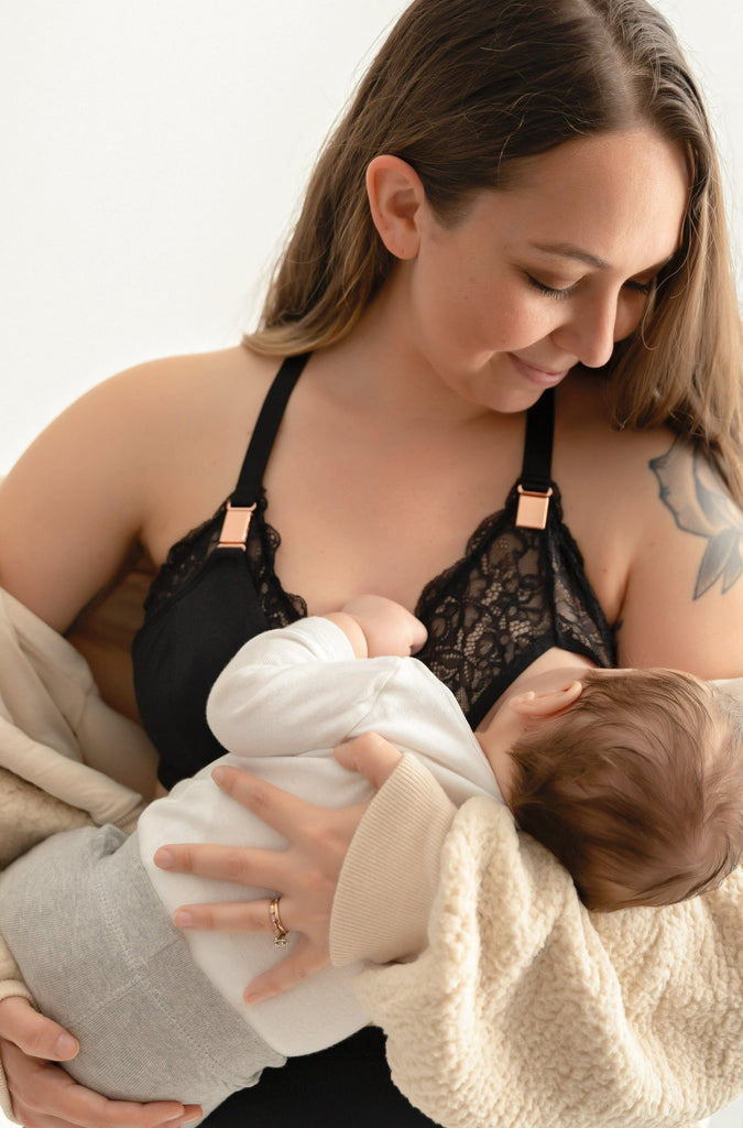 Ella Maternity, Nursing & Pumping Bralette BRA DAVIN&ADLEY S BLACK/ROSE GOLD 
